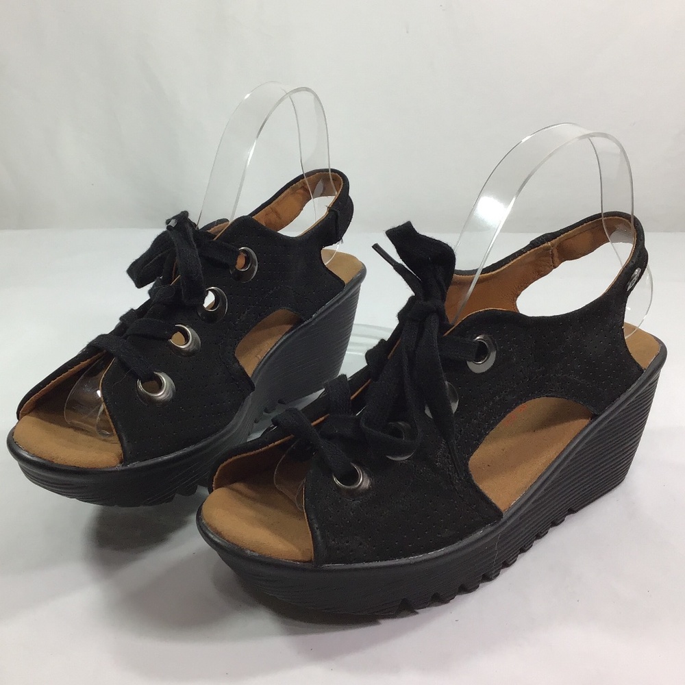Black Wedge Sandals